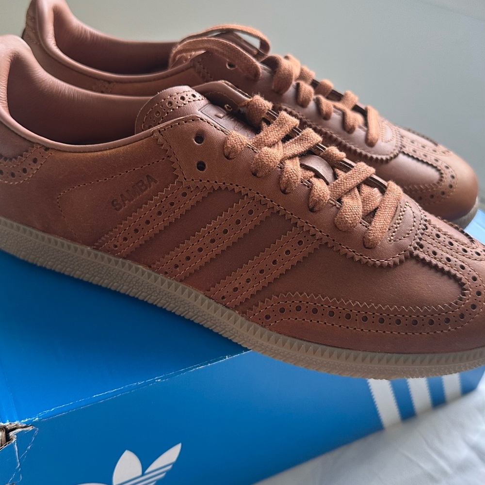 Men size 6.5 / Woman size 7.5 samba camel adidas sneakers brand new - Picture 2 of 11